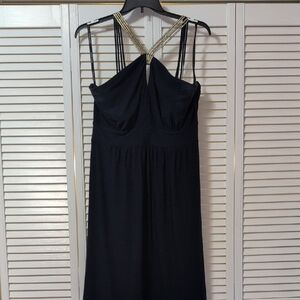 Bisou Bisou Black Strapless Dress with Gold Straps